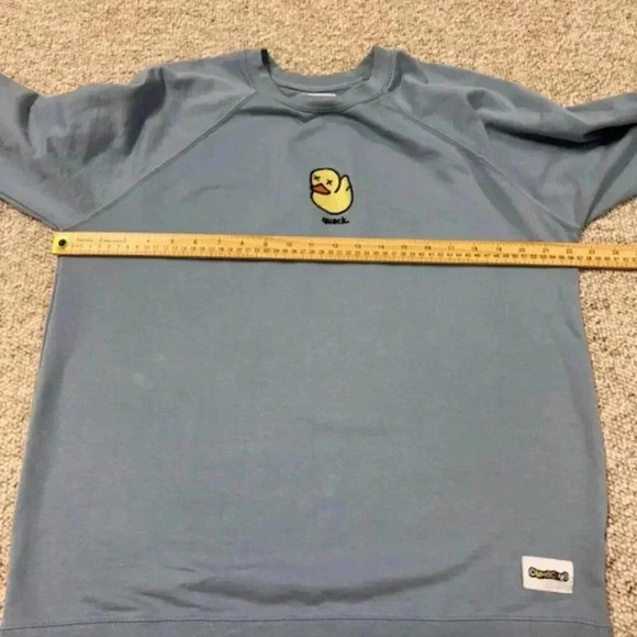 Dumbclub Quack Light Blue Sweatshirt Size XL Made in USA Yellow Duck - Picture 5 of 8